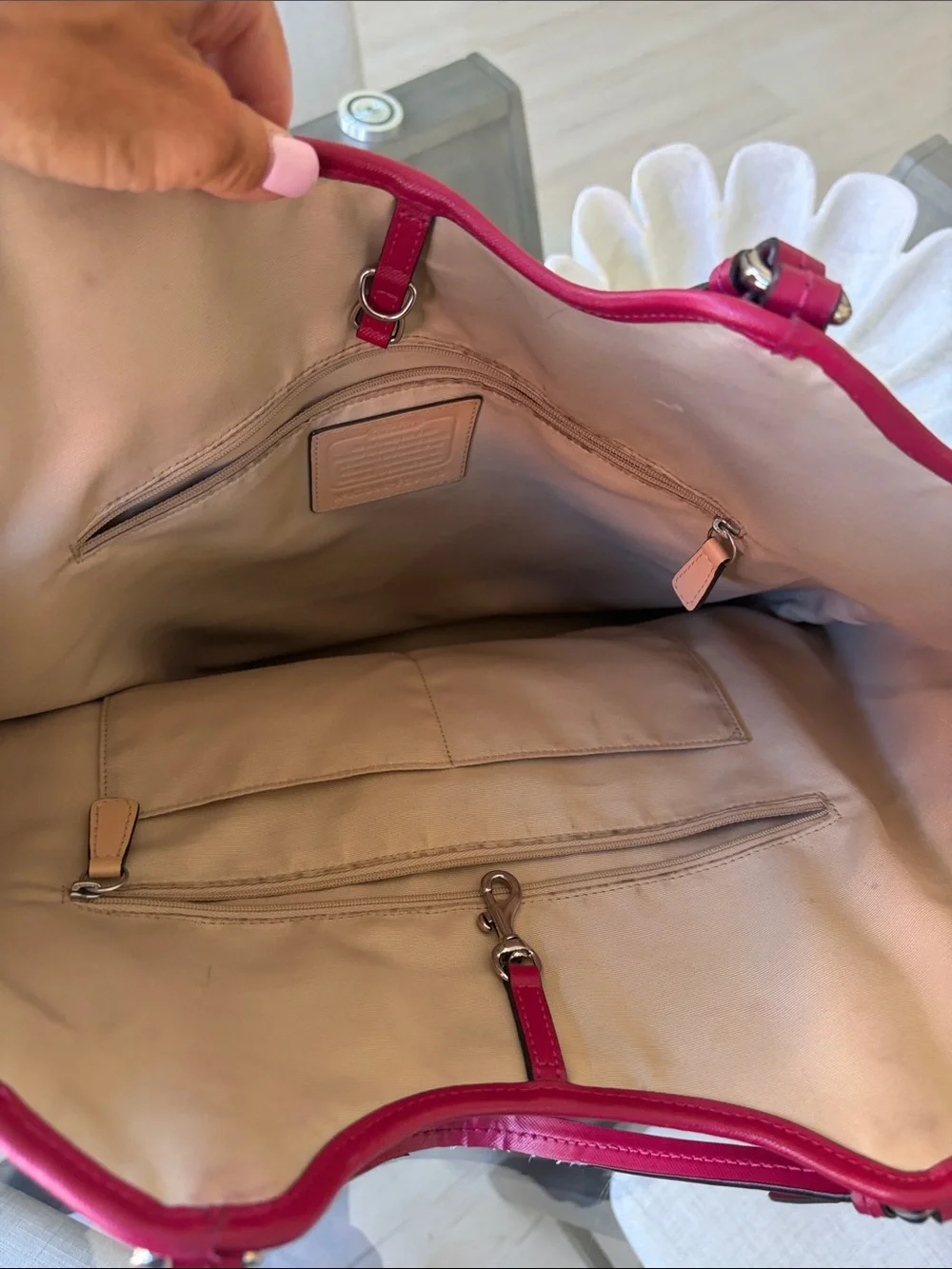 Coach Red Saffiano Leather Tote